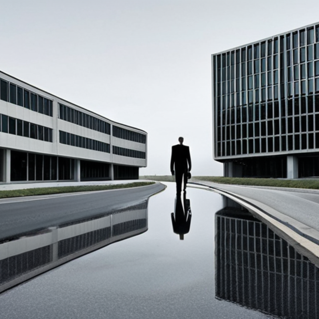 **

A stark, grey-toned business landscape divided by a winding road. One side features a pristine, modern office building, representing legal compliance. The other side shows a shadowy, distorted reflection of the same building, symbolizing ethically questionable practices. A lone auditor figure stands at the crossroads, looking conflicted. Focus on conveying the ambiguity and moral dilemma inherent in accounting "grey areas."

**