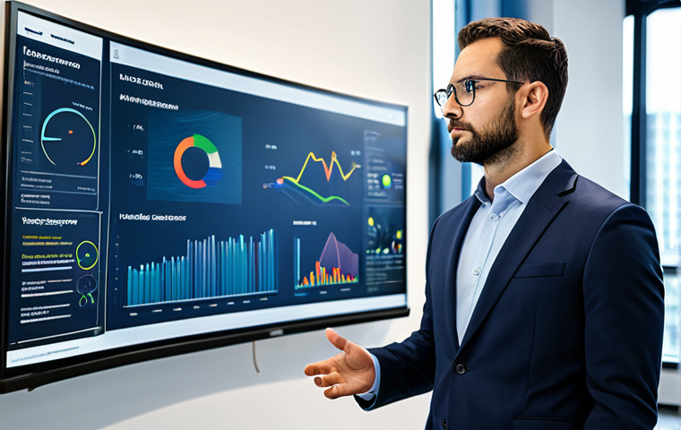 A professional male financial auditor in a modest business suit, standing in a modern, high-tech office environment. He is engaging with a large interactive screen displaying complex data analytics, AI-driven insights, and visual representations of ESG (Environmental, Social, Governance) metrics. The scene emphasizes innovation and a forward-thinking approach, with clean lines and soft, professional lighting. He has a focused and confident expression. fully clothed, appropriate attire, professional dress, safe for work, appropriate content, perfect anatomy, correct proportions, natural pose, well-formed hands, proper finger count, natural body proportions, professional photography, high quality.