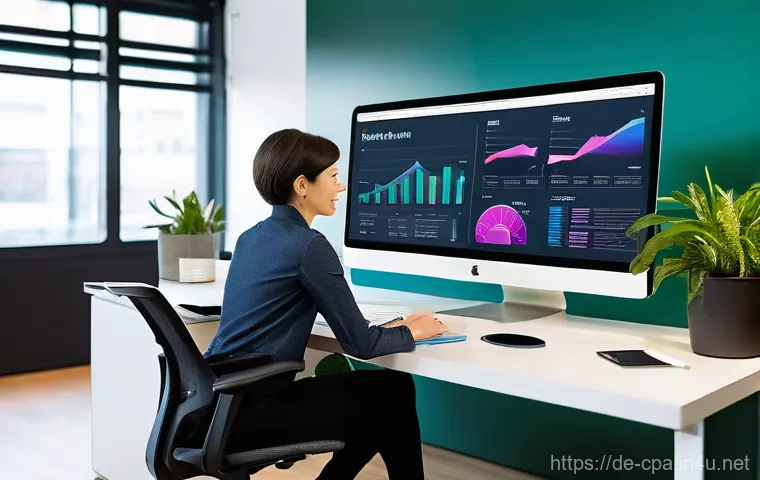 CPA와 데이터 시각화 활용법 - **Prompt:** A dynamic, modern marketing office bathed in soft, natural light. A focused, professiona...