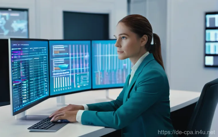 공인회계사 전문 서적 리뷰 - **Digital Transformation and AI in Auditing**
    A professional and focused auditor, a woman in her...