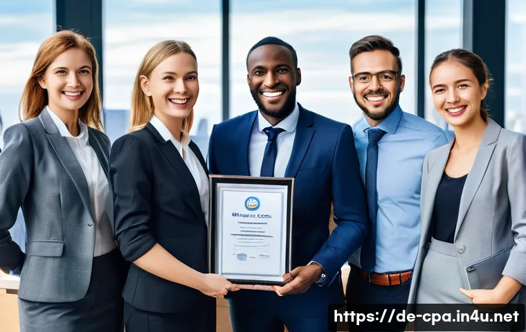 CPA 자격증 해외 진출 가능성 - **Global Career Triumph with CPA:**
    A vibrant and professional scene featuring a diverse group o...
