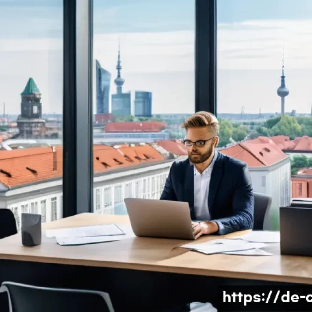 CPA와 중소기업 회계 지원 - A modern small to medium-sized German business office scene with a focused entrepreneur working on d...