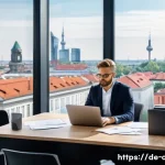 CPA와 중소기업 회계 지원 - A modern small to medium-sized German business office scene with a focused entrepreneur working on d...