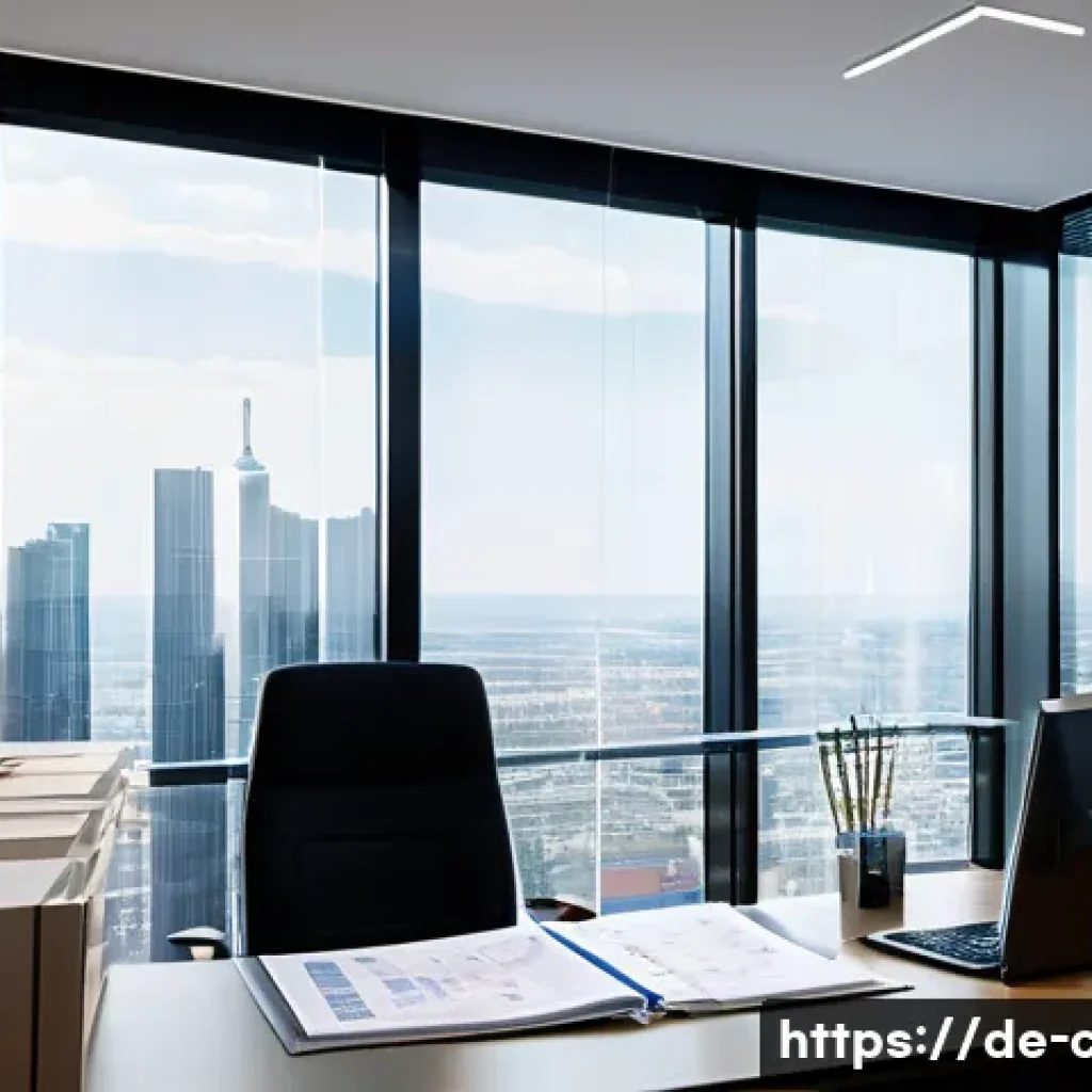 CPA와 리스크 관리 - A modern German corporate office setting with a professional accountant meticulously reviewing detai...
