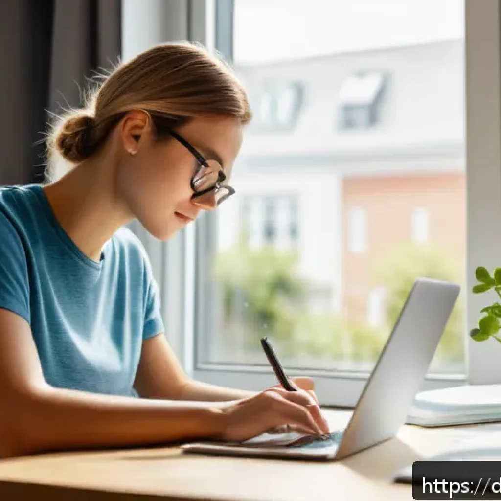 CPA 실기 시험 팁 - A focused young adult studying at a tidy desk in a bright, modern home office, with natural morning ...