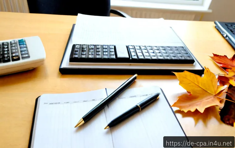 CPA 시험의 계절별 준비법 - Photorealistic autumn study scene for a German professional accounting qualification exam: focused a...